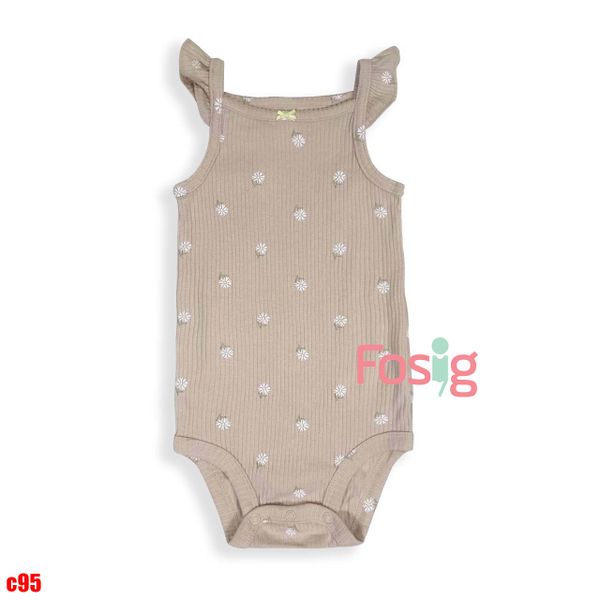  12m Bodysuit Cánh Tiên Bé Gái Cter50 - Nâu Hoa Trắng 