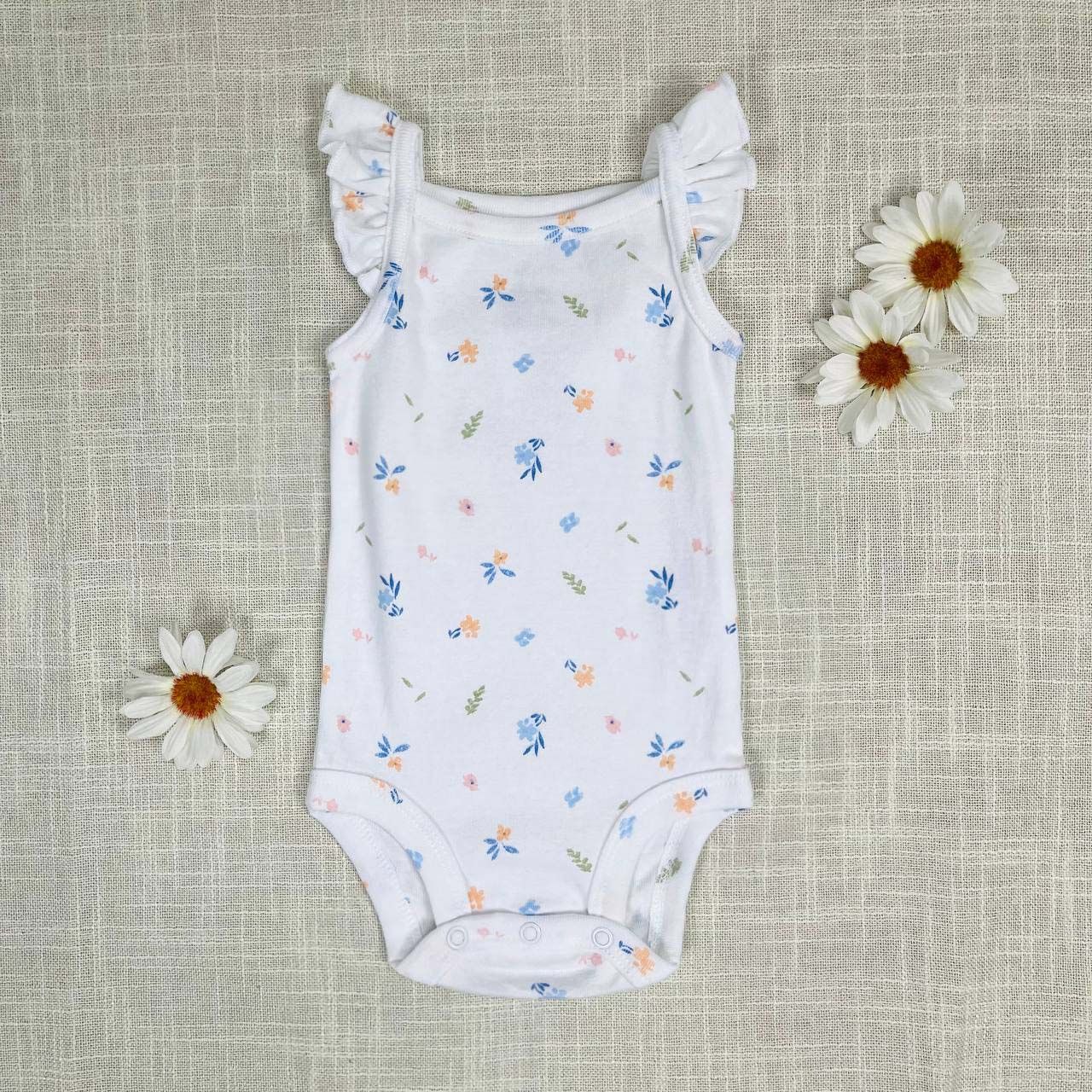  3m - 24m Bodysuit Cánh Tiên Bé Gái Cter50 - Trắng Hoa Màu Nhỏ 