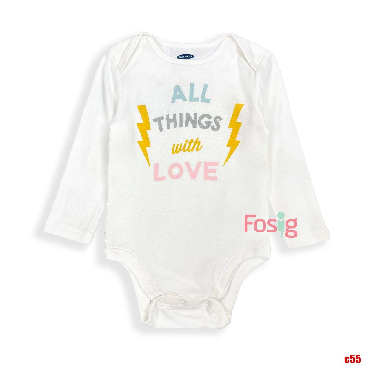  [9-10kg] Bodysuit Tay Dài Bé Gái ONM - Trắng All Things 