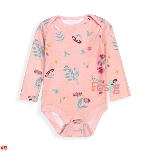  [8-9kg; 14-15kg] Bodysuit Tay Dài Bé Gái TU - Hồng Cam Hoa 