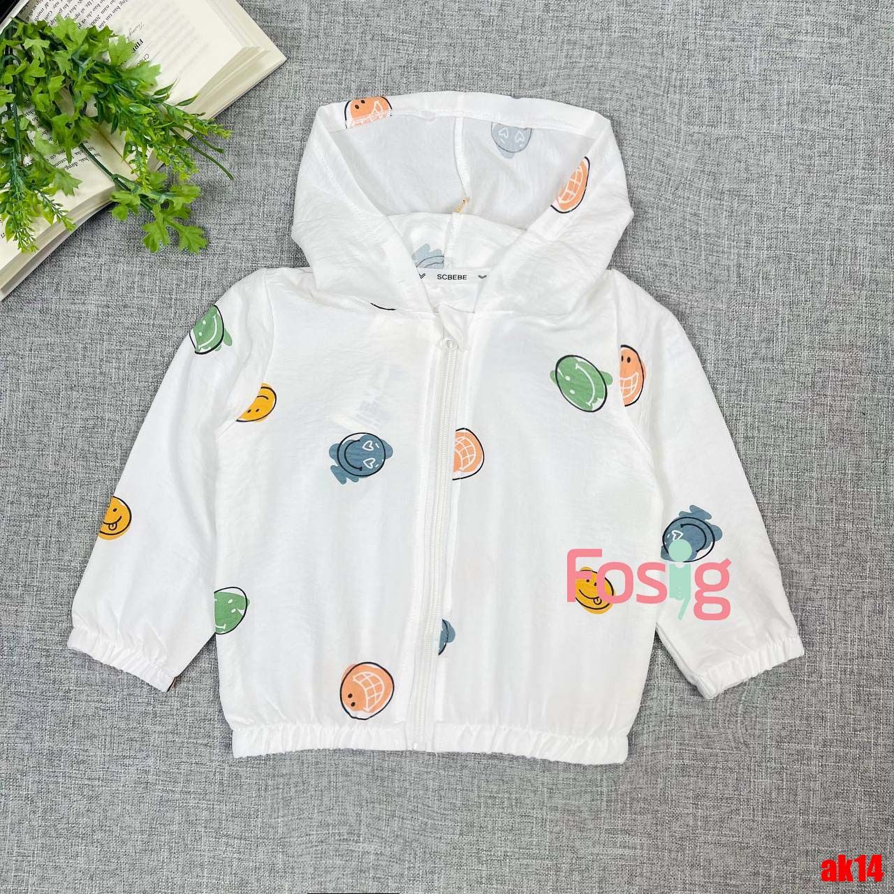  7kg-9kg 15 -17kg Áo Khoác Gió Mỏng Bé Unisex - Trắng Mặt Cười 