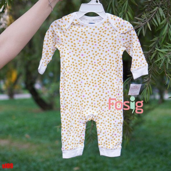  [0-3m, 3-6M] Romper Bé Gái ON - Trắng Chấm Vàng 