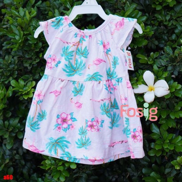  [3-6m] Đầm Cotton Cánh Tiên Bé Gái Cter - Hồng Hạc 