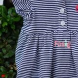  [0-9m] Đầm Thun Cotton Cánh Tiên Bé Gái Cter - Sọc Navy Bọ 