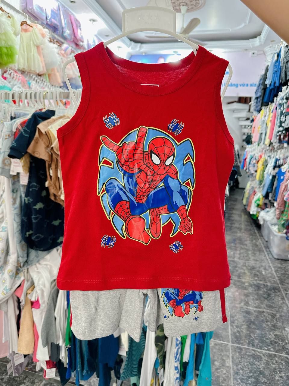  2T-6T Bộ ba lỗ quần short cho bé trai - Đỏ Người nhện Spider-Man B3L01 