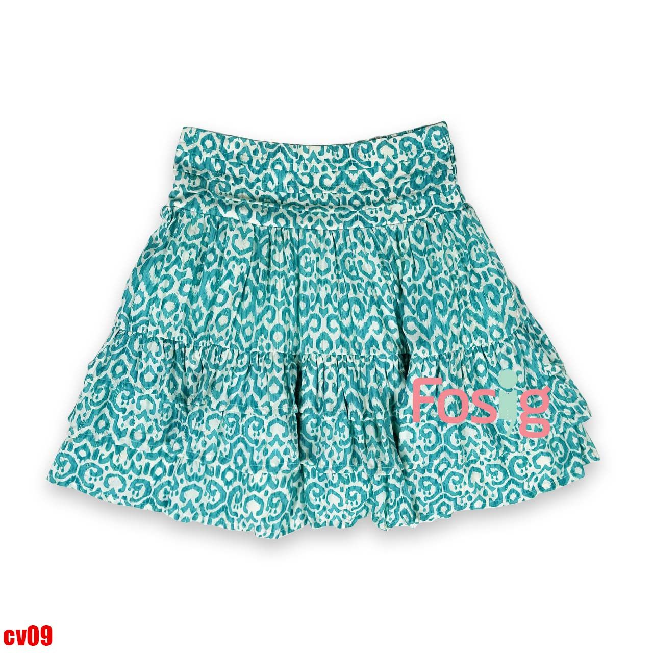  17-19kg và 9T 22-25kg Chân váy H.M voan lưng thun co giãn, có lót thun cho bé gái- Xanh họa tiết CV09 