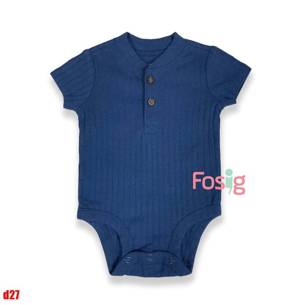  0-9m Bodysuit Tay Ngắn Bé Trai Cter50- Navy gân dọc D27 