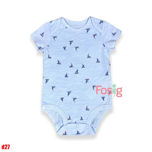  0-24m Bodysuit Tay Ngắn Bé Trai Cter50 - Xanh trời thuyền nhỏ 