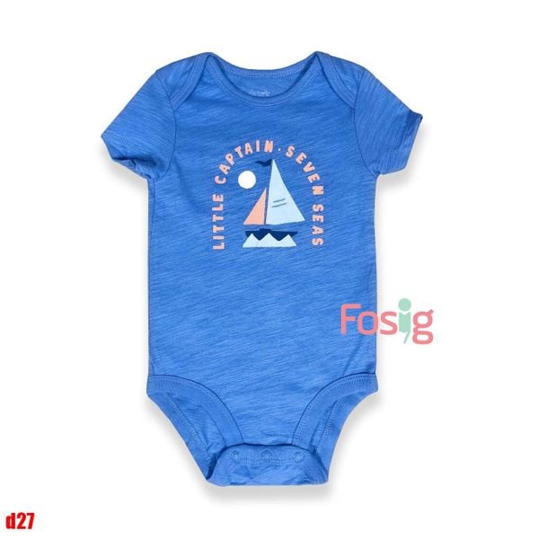  6m-18m Bodysuit Tay Ngắn Bé Trai Cter50- Xanh thuyền little 