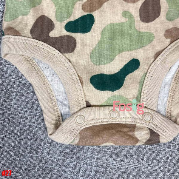  0-24m Bodysuit 3 Lỗ Bé Trai Cter50 - Kem Camo rằn ri 