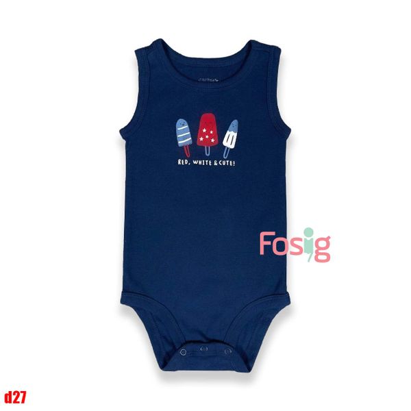  6-12m Bodysuit 3 Lỗ Bé Trai Cter50- Navy que kem 