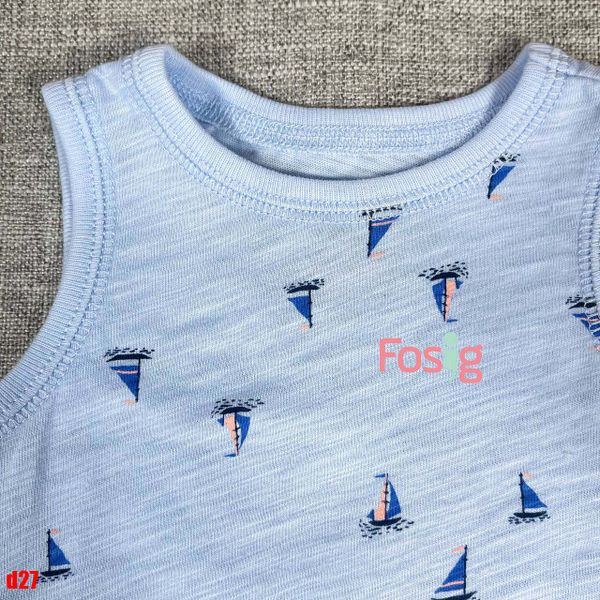  3m - 24m Bodysuit Tay Ngắn Bé Trai Cter - Xanh Thuyền Nhỏ 