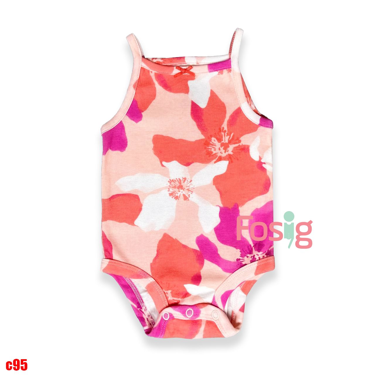  3m 9m Bodysuit 2 Dây  Bé Gái Cter50 - Hoa cam tím lớn 