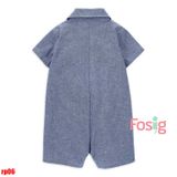  4-5kg; 9-10kg Romper Đùi có cổ Bé Trai Cter- Xanh xám có túi RP06 