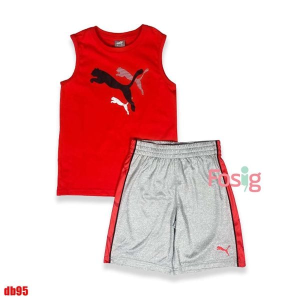  18-20kg Đồ Bộ 3 Lỗ áo sát nách bé trai thể thao thoáng mát PM- Đỏ quần xám đỏ DB95 