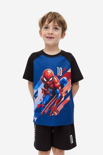  12-33kg Set Đồ Bộ Ngắn HM Bé Trai- Xanh đen Spiderman DB94T 