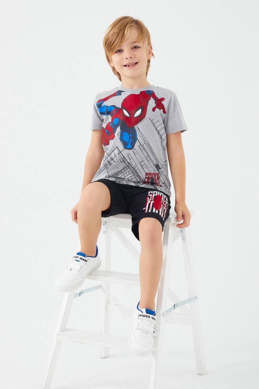  12-17kg, 21-33kg Set Đồ Bộ Ngắn HM Bé Trai- Xám người nhện DB94T 