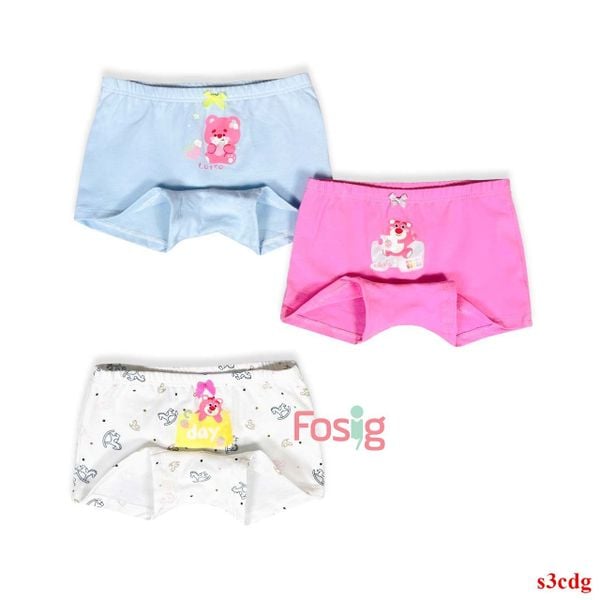  11-35kg Set 3 quần chip đùi bé gái KDT in họa tiết- Gấu S3CDG 