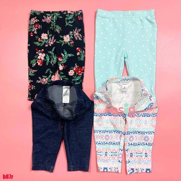  [3m-9m 3-9.5kg] Set 4 Quần Legging Bé Gái Ca Tơ 