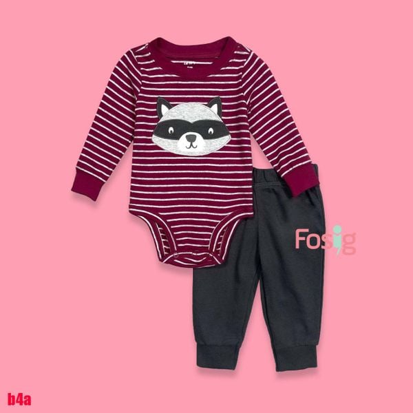  7-8kg; 9m Set Body Kèm Quần Bé Trai Cter - Tím Sọc Cáo 