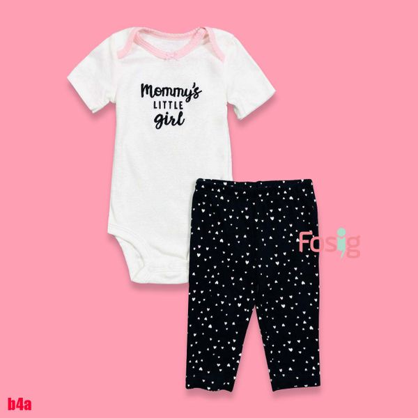  [3m-6m ; 12m-18m] Set Body Kèm Quần Bé Gái Carter - Trắng Mommy's Đen 