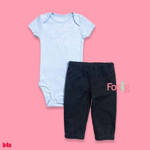  [3m-6m, 9-12m] Set Body Kèm Quần Bé Trai Carter - Xanh Trời Trơn 