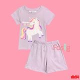  11kg-15kg 24 -32kg Set Đồ Bộ Ngắn HM Bé Gái - Tím Ngựa Db94G 