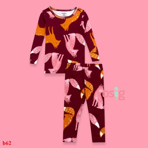  6-9kg; 11-12kg Set Đồ Bộ Dài Bé Gái Cter - Đỏ Đô Cáo 