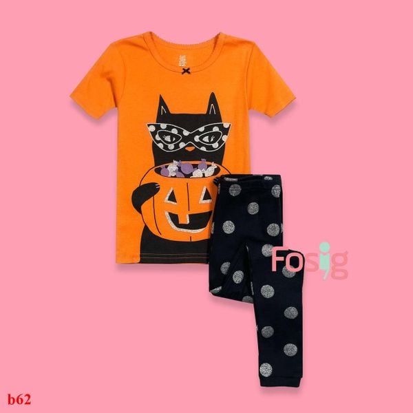  [13-18kg] Set Đồ Bộ Dài Bé Gái Cter - Cam Mèo 