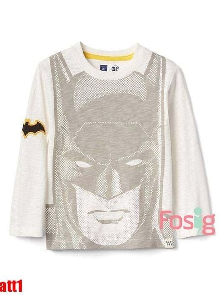  10-15kg; 17-20kg Áo thun tay dài bé trai- Trắng Batman ATT1 