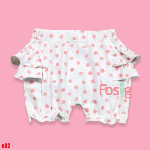  [1m-4m] Quần Short Cotton Bé Gái QSBG - Trắng Chấm Hồng 
