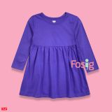  11-12kg Đầm Thun Cotton Tay Dài Bé Gái ON - Xanh Tím 