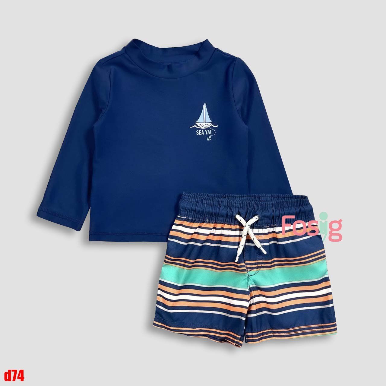  [9m-18m 9-13kg] Set Đồ Bơi Bé Trai Cter- Navy thuyền SeaYA D74 