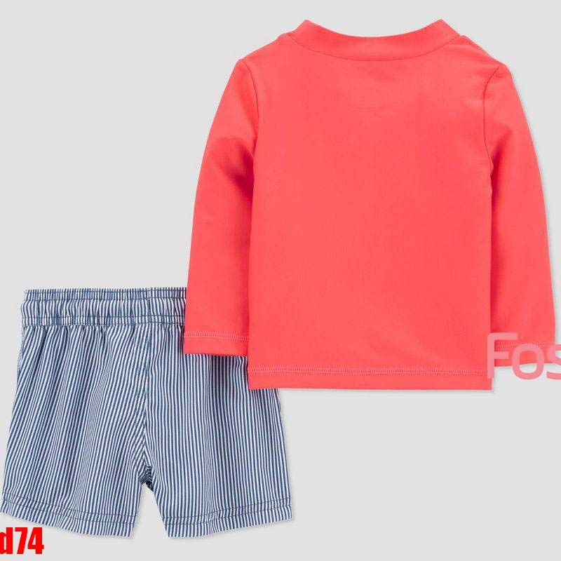  [6-7kg; 9-10kg] Set Đồ Bơi Bé Trai Cter- Hồng cam thuyền D74 