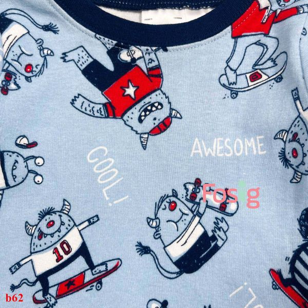  [5-6kg] Set Đồ Bộ Dài Bé Trai Cter  - Xanh Awesome 