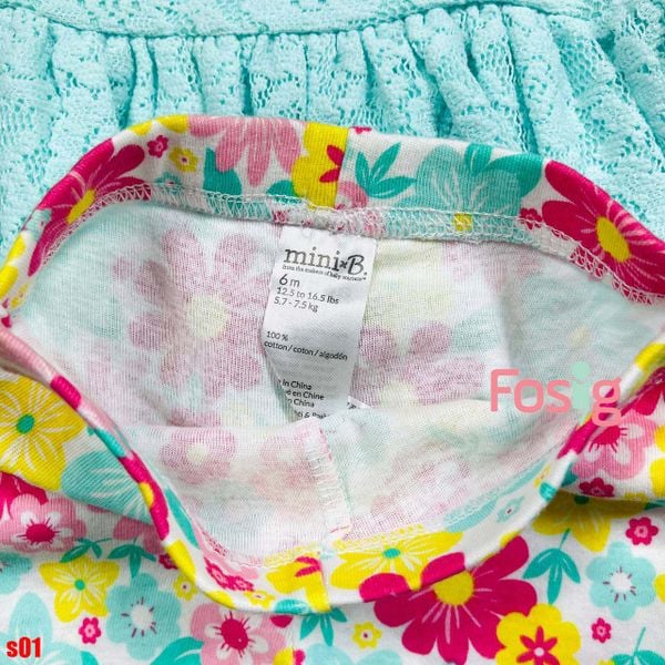  [0-6m] Set Áo Váy Kèm Quần Bé Gái - Xanh Ngọc Ren 