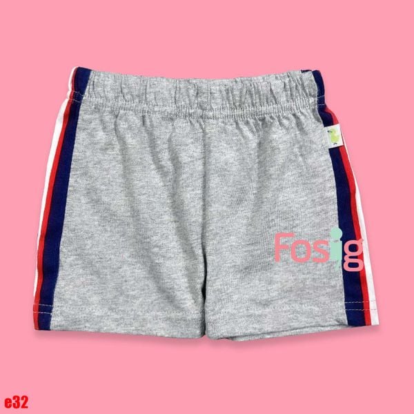  [3m-6m] Quần Short Cotton Bé Trai QSBT - Xám Viền Xanh Đỏ 