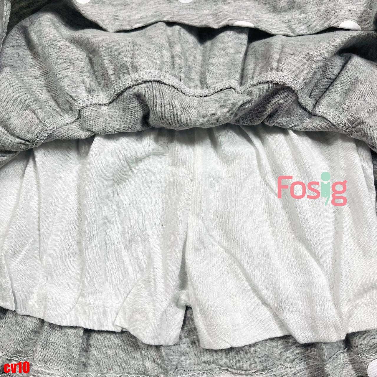  [10-16kg] Chân váy thun kèm chip cho bé gái- Xám chấm trắng CV10 