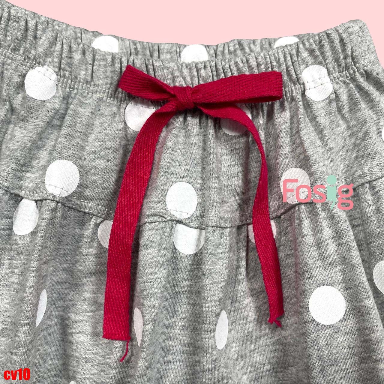  [10-16kg] Chân váy thun kèm chip cho bé gái- Xám chấm trắng CV10 
