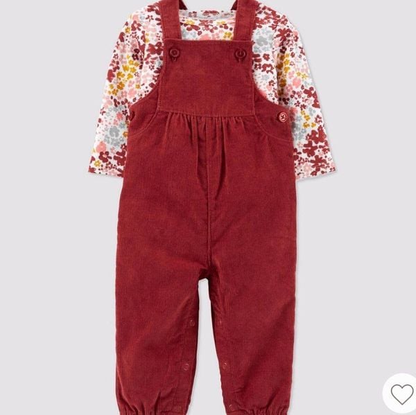  [0-6m] Set Yếm Bé Gái Cter - Đỏ Nâu Trắng Hoa 