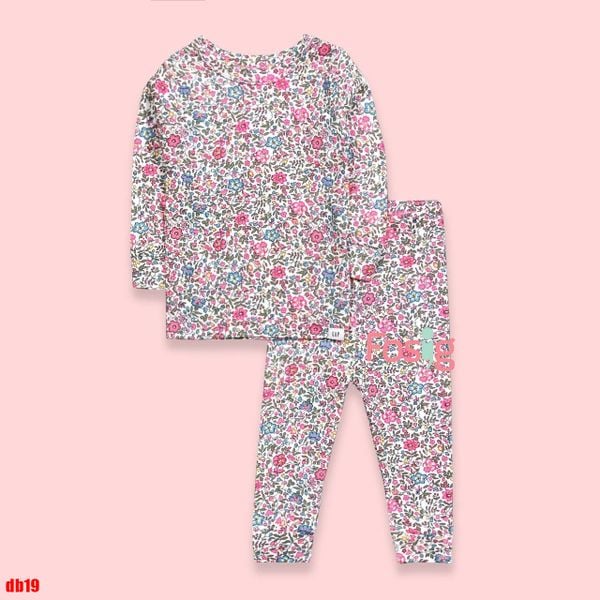  [12M ; 16-17kg ; 41-47kg] Set Đồ Bộ Dài Bé Gái GP2 - Trắng Hoa Hồng 