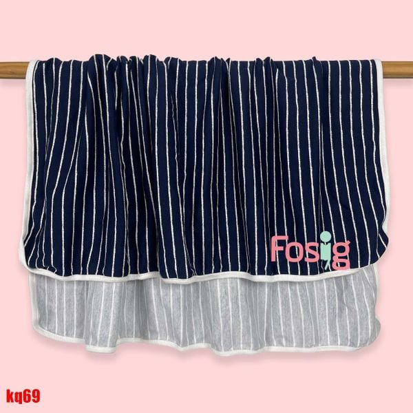  Khăn cotton DN 69 - Xanh Navy Sọc Trắng 