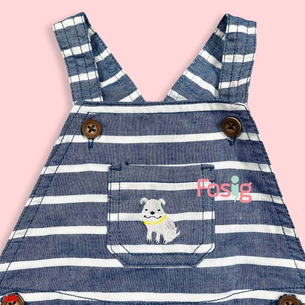  [3-6m] Quần Yếm Bé Trai Cter - Sọc Xanh Chó 