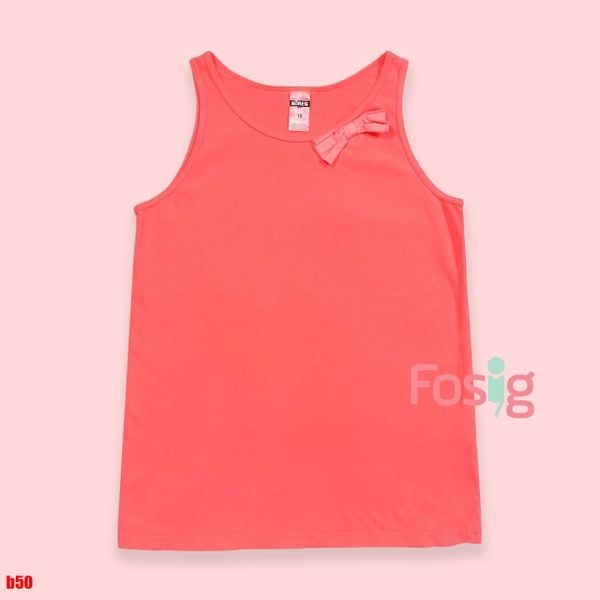  [21-25kg] Áo Thun Sát Nách Bé Gái Oskos- Cam trơn nơ B50 