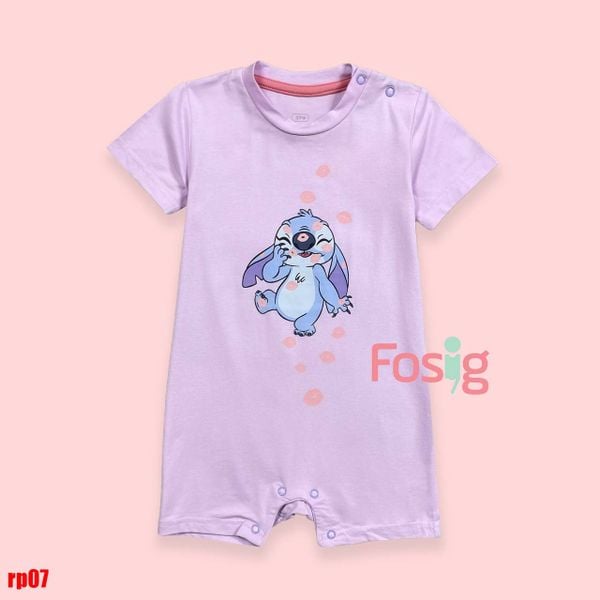  [10-15kg] Romper thun cotton cho bé- Tím Stitch Xanh RP07 