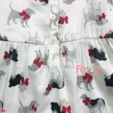  [3m] Áo thun cotton tay dài bé gái- Trắng chó nơ E38 