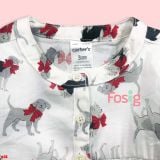  [3m] Áo thun cotton tay dài bé gái- Trắng chó nơ E38 