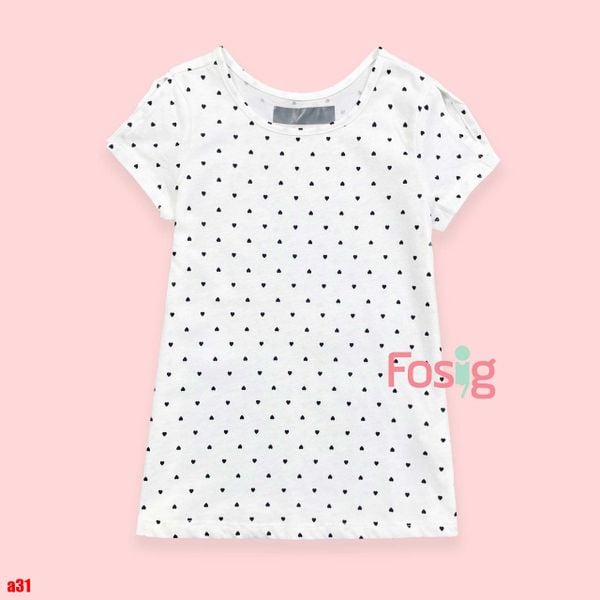  [15-17kg] Áo Thun Tay Ngắn Bé Gái PL APBG - Trắng Tim Nhỏ 