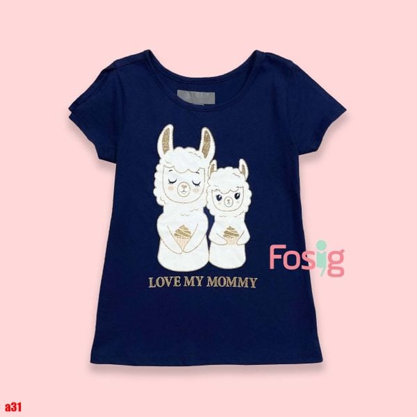  [14-17kg] Áo Thun Tay Ngắn Bé Gái PL APBG - Navy Lạc Đà 