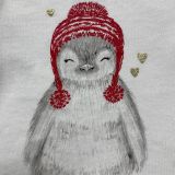  [4-6kg] Áo thun cotton tay dài bé gái- Trắng chim mũ đỏ e38 